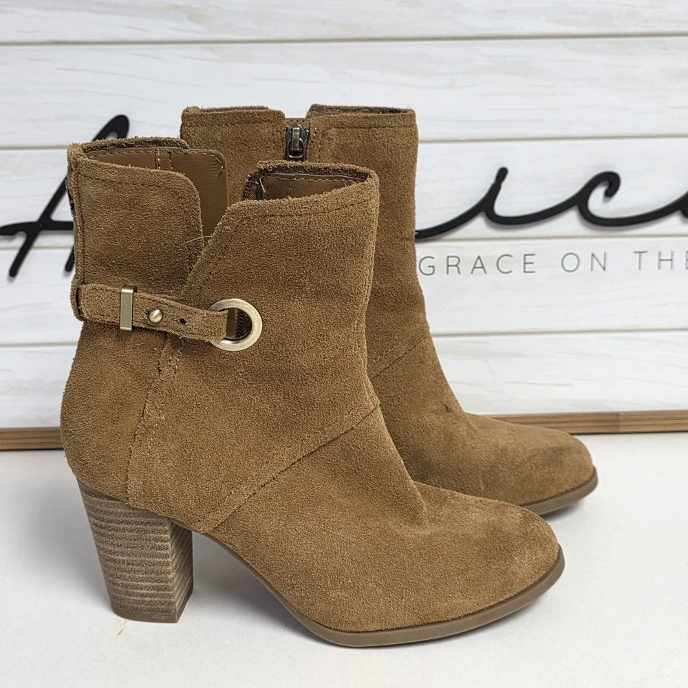 UGG Koolaburra Samiah Ankle Boots Camel Tan Women's 5.5 Eu 36.5 Zip Side 1105866